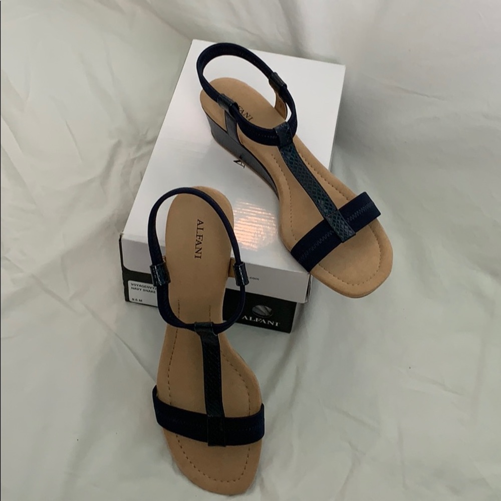 ALFANI Navy Wedge Sandals